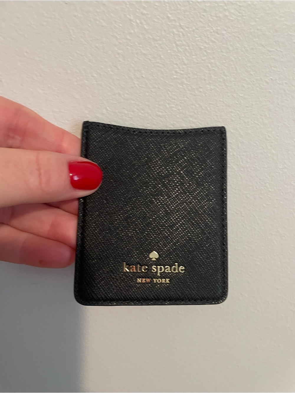 kate spade Black Gold Logo Saffiano Card & Key Holder